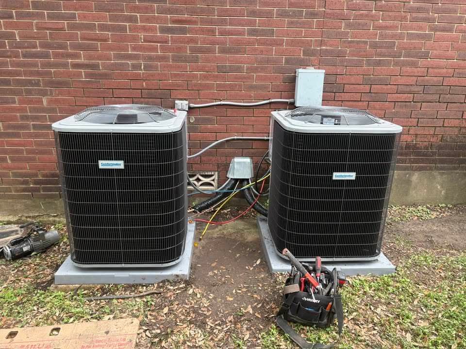 Dual condenser unit installation by Paradice Air Conditioning crew